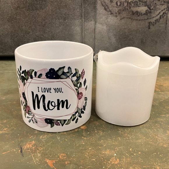 I Love You, Mom Ceramic Candle Holder and LED Candle - Picture 4 of 6